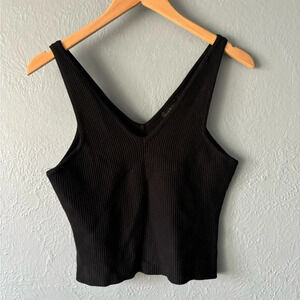 House of Harlow 1960, ribbed, cropped, tank, black, size large